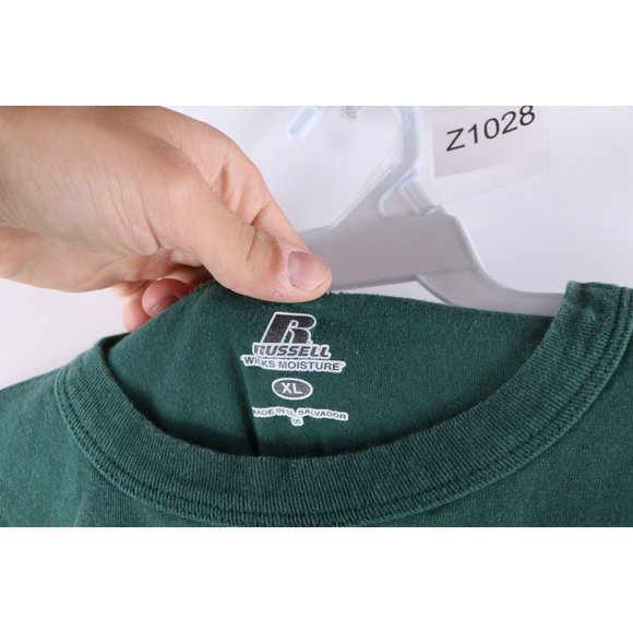 Russell Athletic Mens Size XL Faded Blank Short Sleeve T-Shirt Green Cotton - Picture 5 of 8
